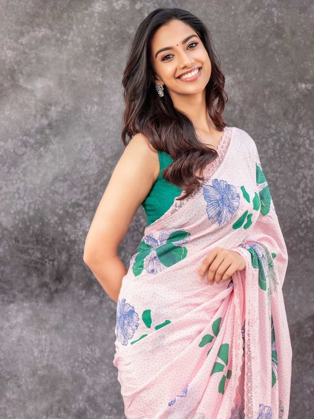 

Moda Rapido Floral Pure Georgette Fusion Saree, Pink