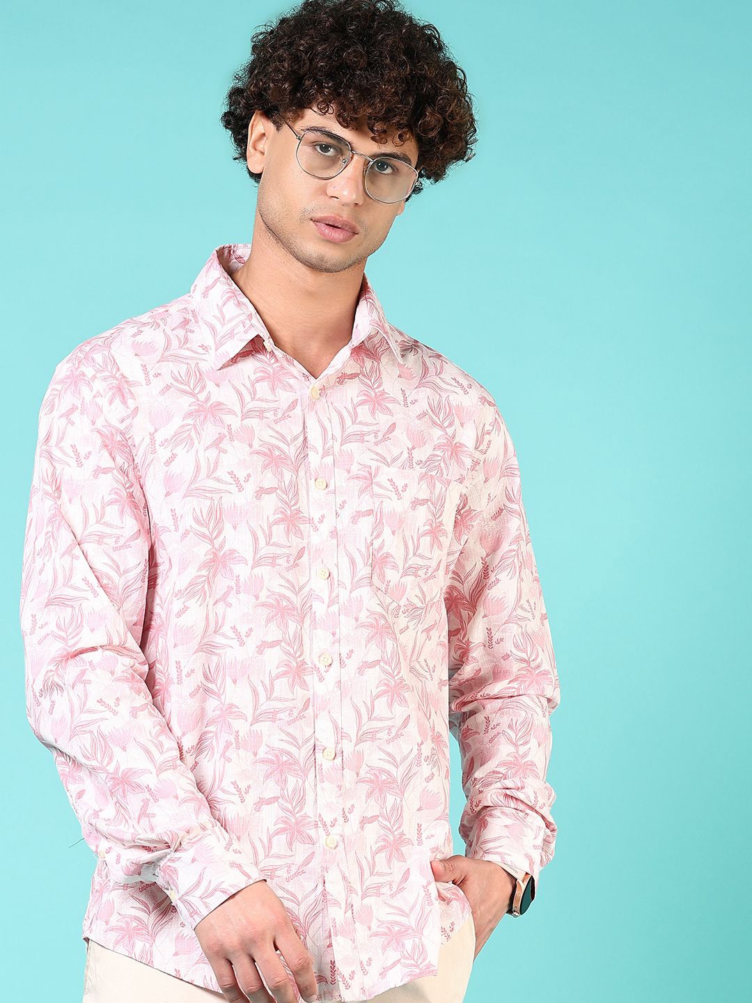 

V-Mart Men Printed Casual Shirt, Pink
