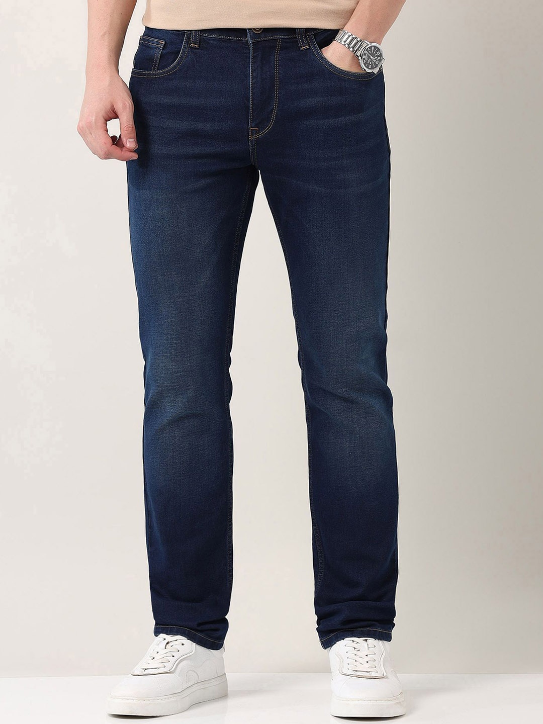 

AD By Arvind Men Slim Fit Light Fade Jeans, Blue