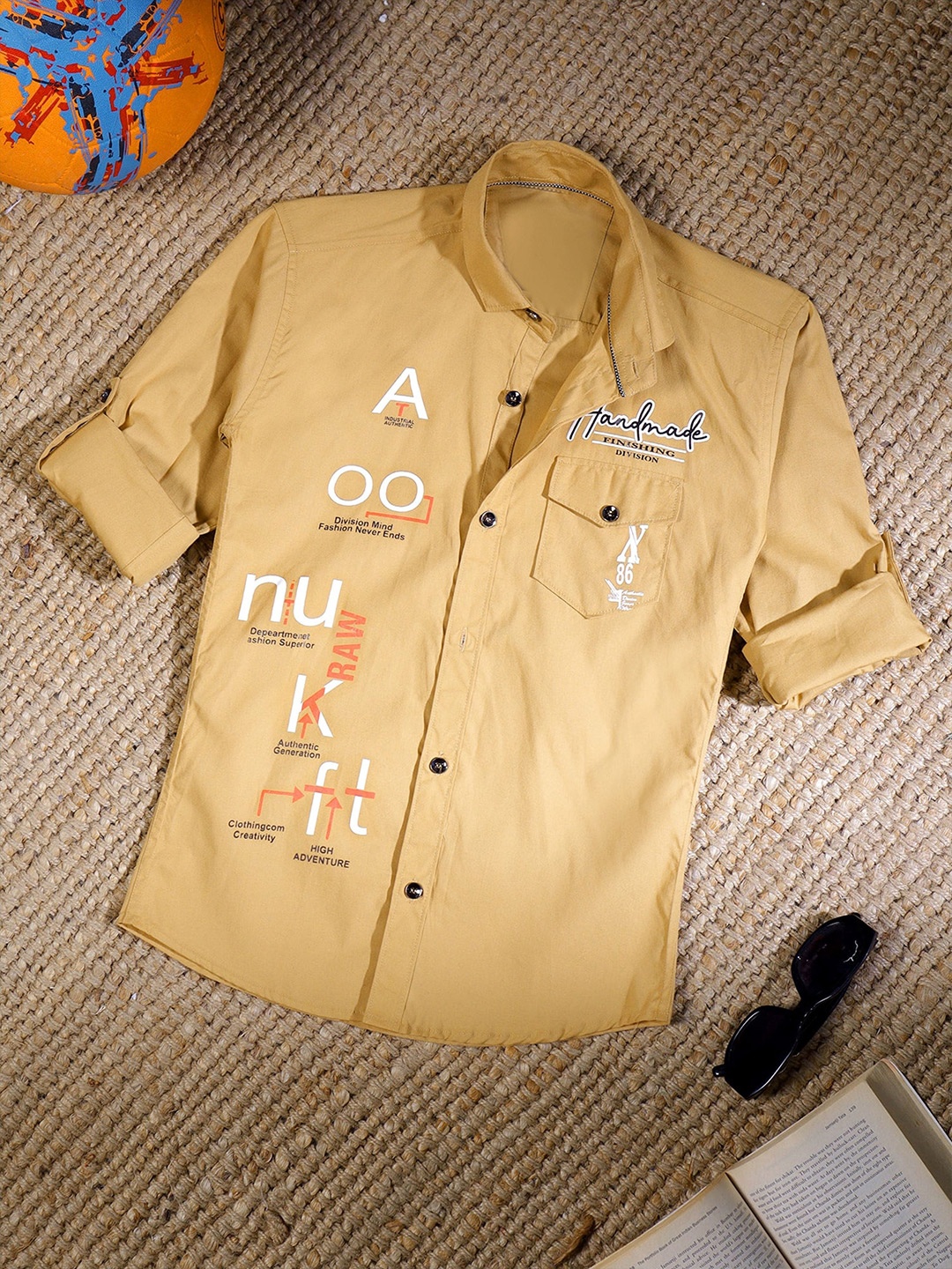 

YK Boys Opaque Printed Casual Shirt, Cream