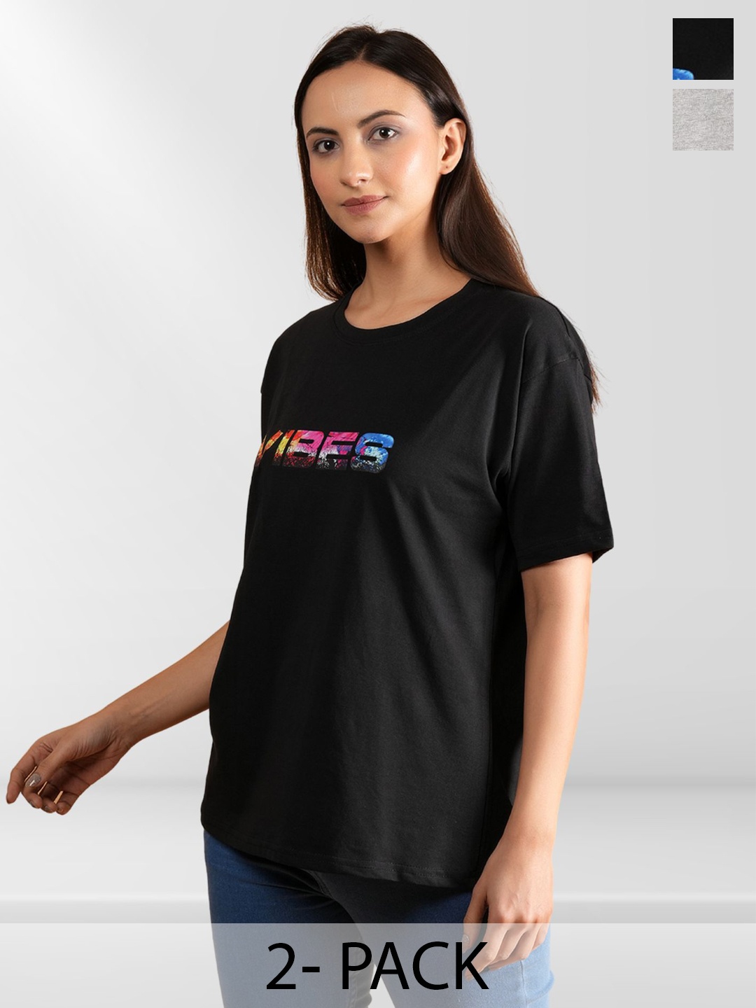 

Metronaut Women Typography 2 Printed Applique T-shirt, Multi