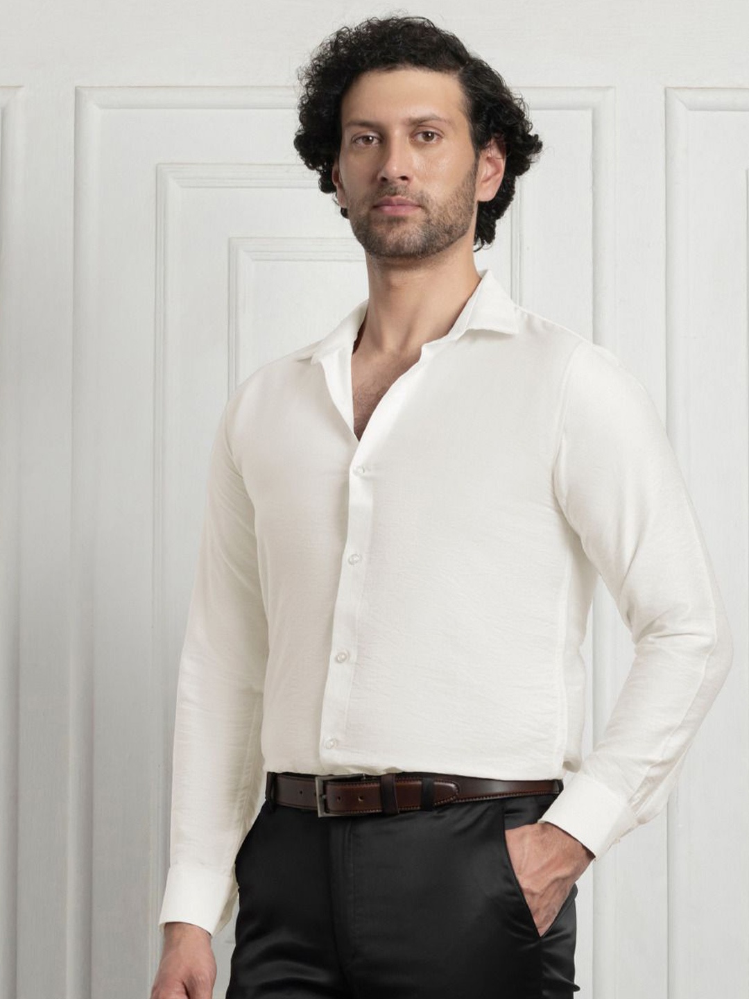 

FILO HEVIS Men Classic Opaque Casual Shirt, White