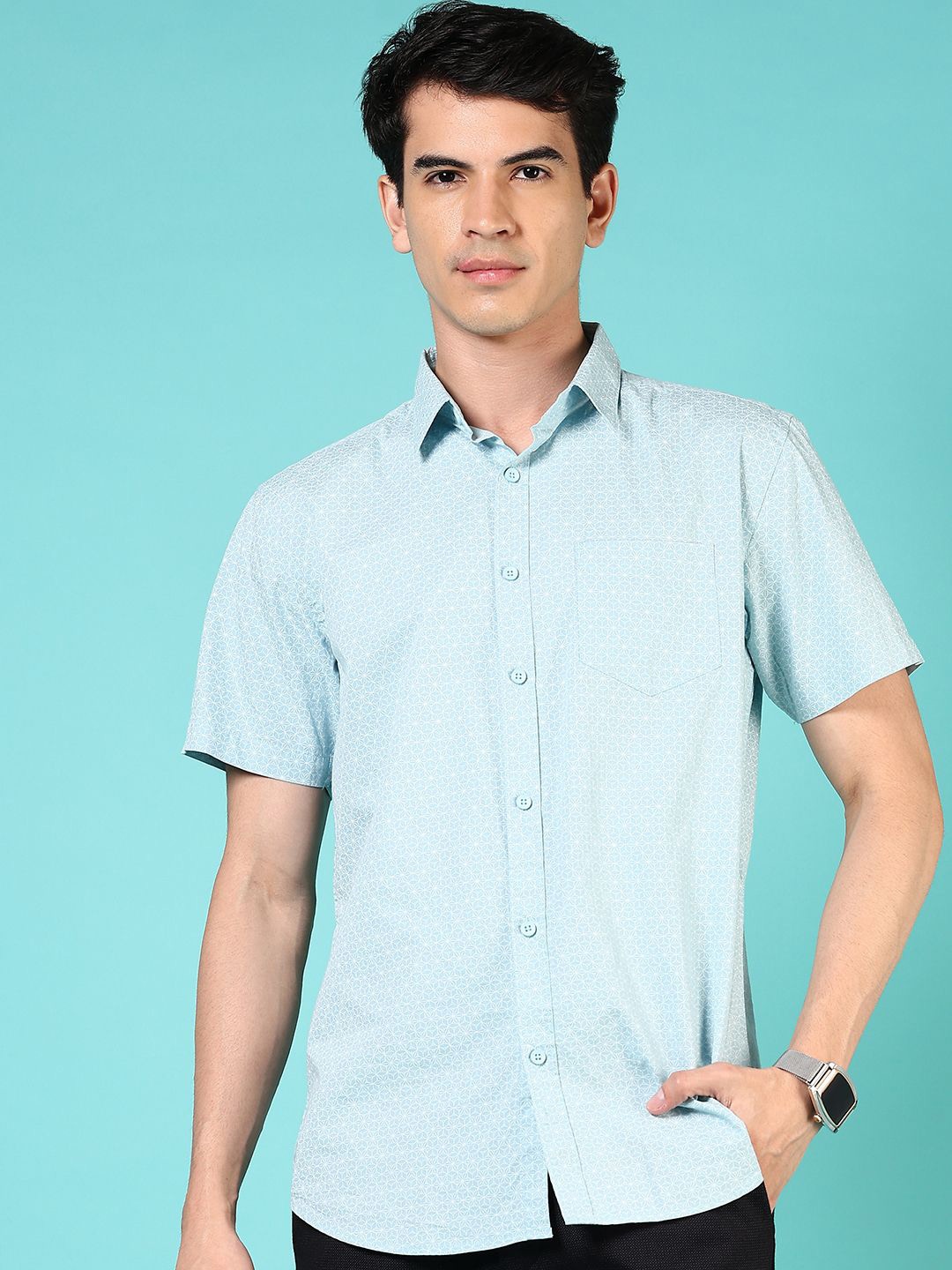 

V-Mart Men Opaque Printed Casual Shirt, Blue