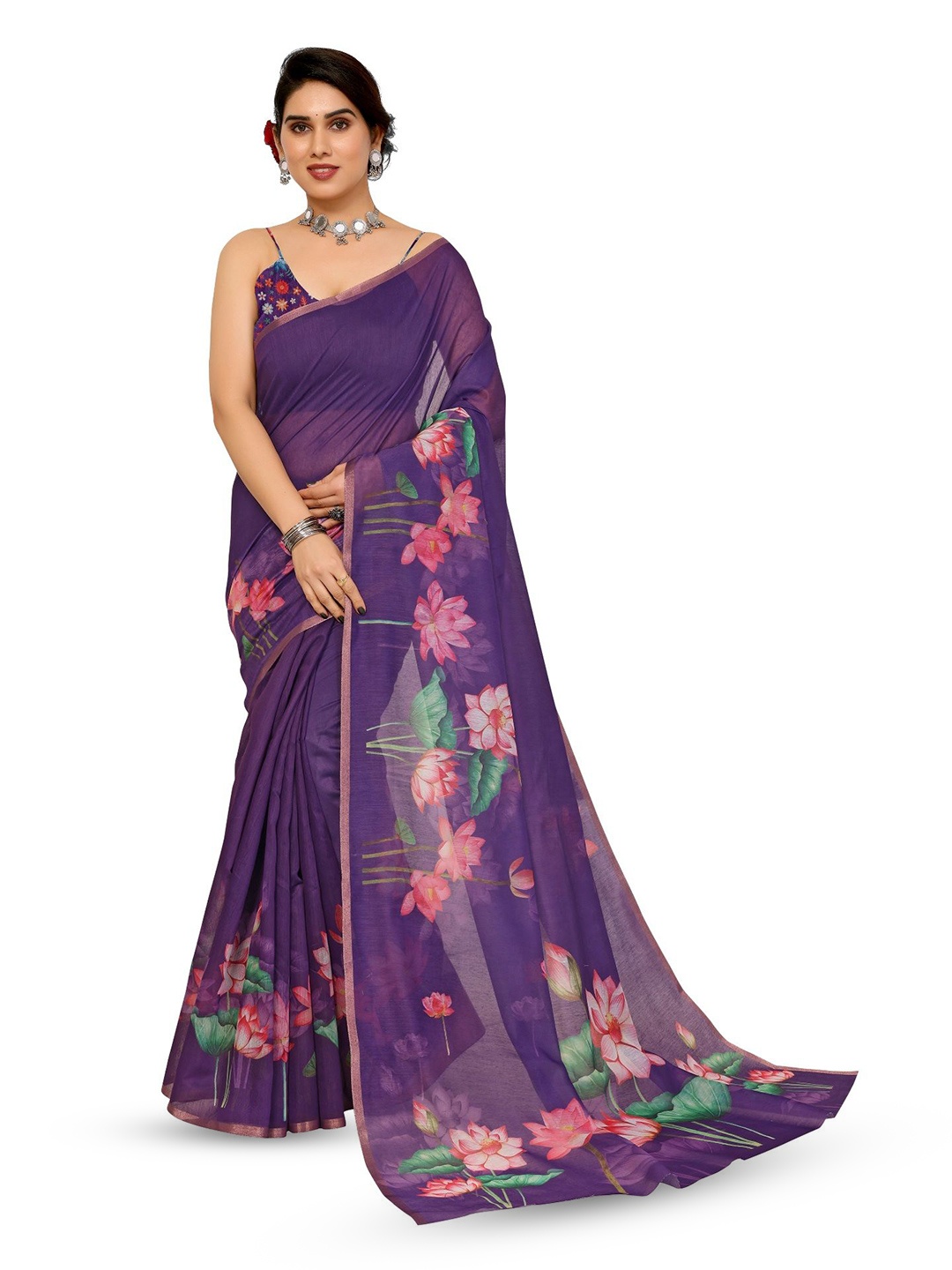 

Moda Rapido Floral Saree, Purple