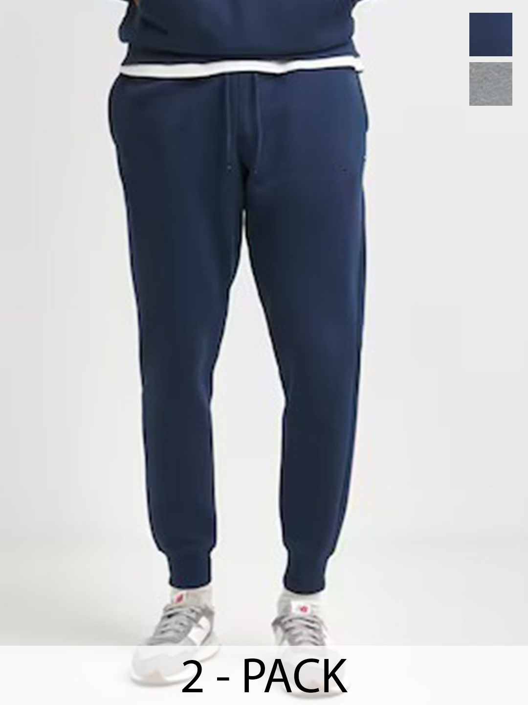 

Moda Rapido Men Pack Of 2 Cotton Mid Rise Joggers, Navy blue