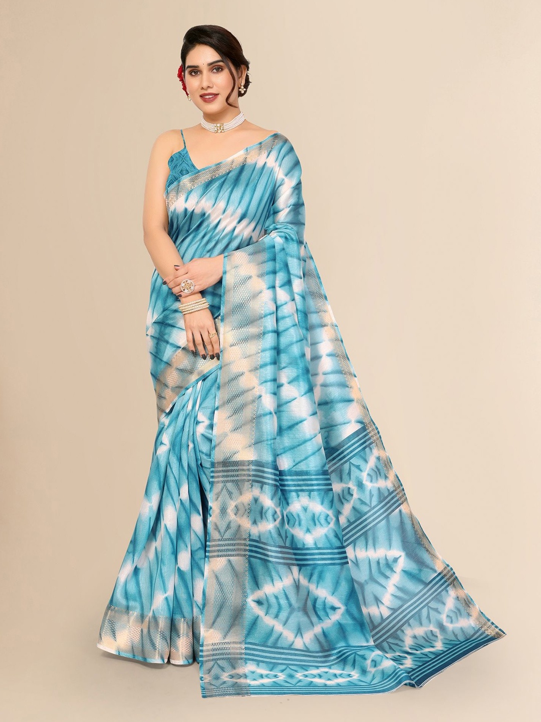 

Moda Rapido Tie and Dye Saree, Blue