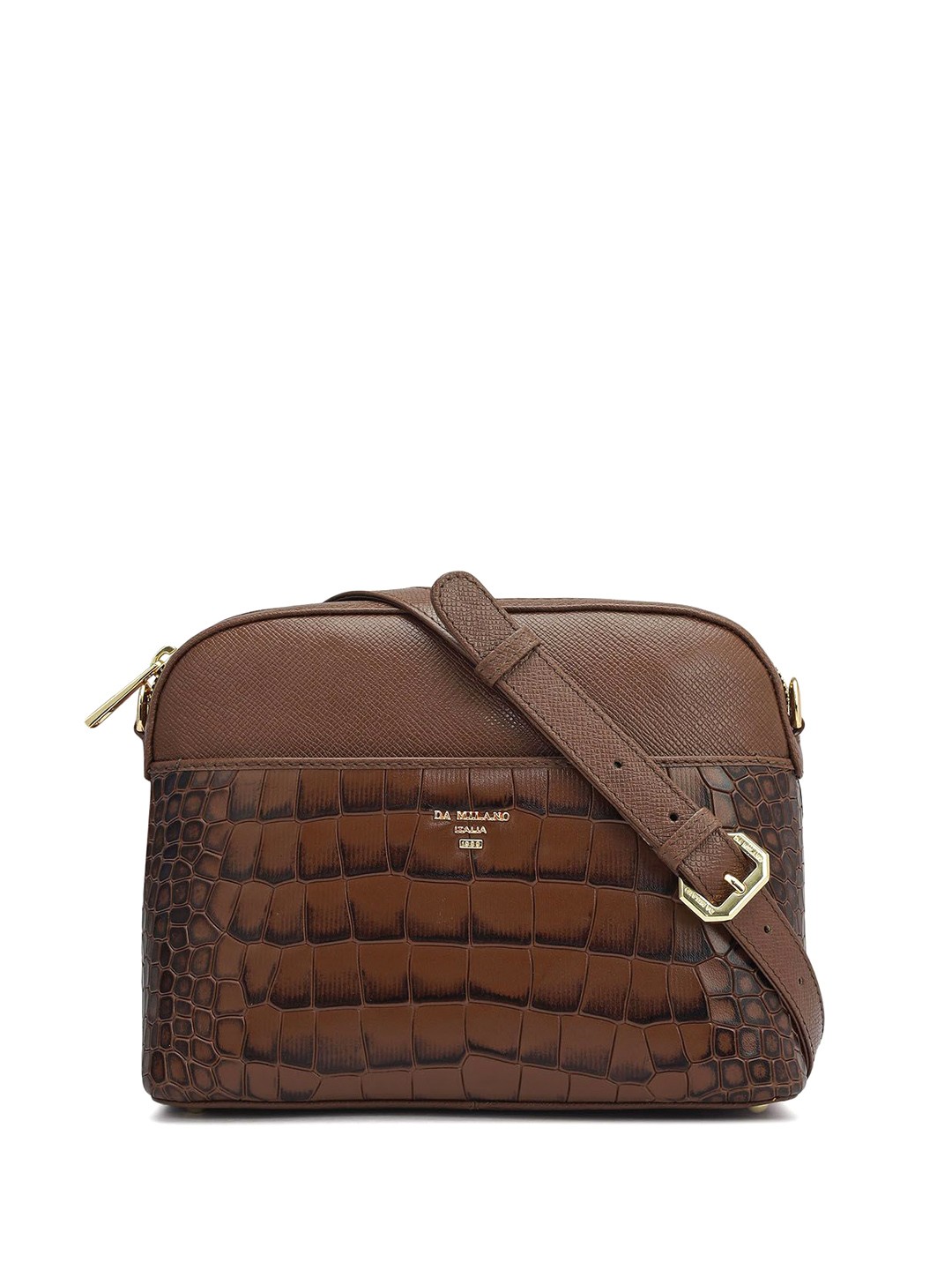 

Da Milano Textured Leather Sling Bag, Brown