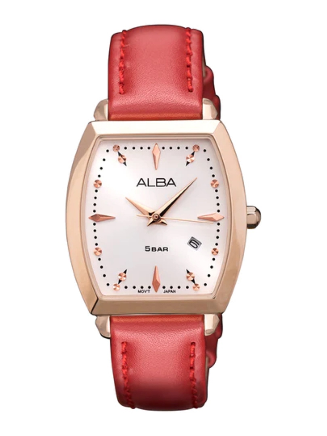 

ALBA Rose Gold With Red Leather Strap-AH7CT2X1, White