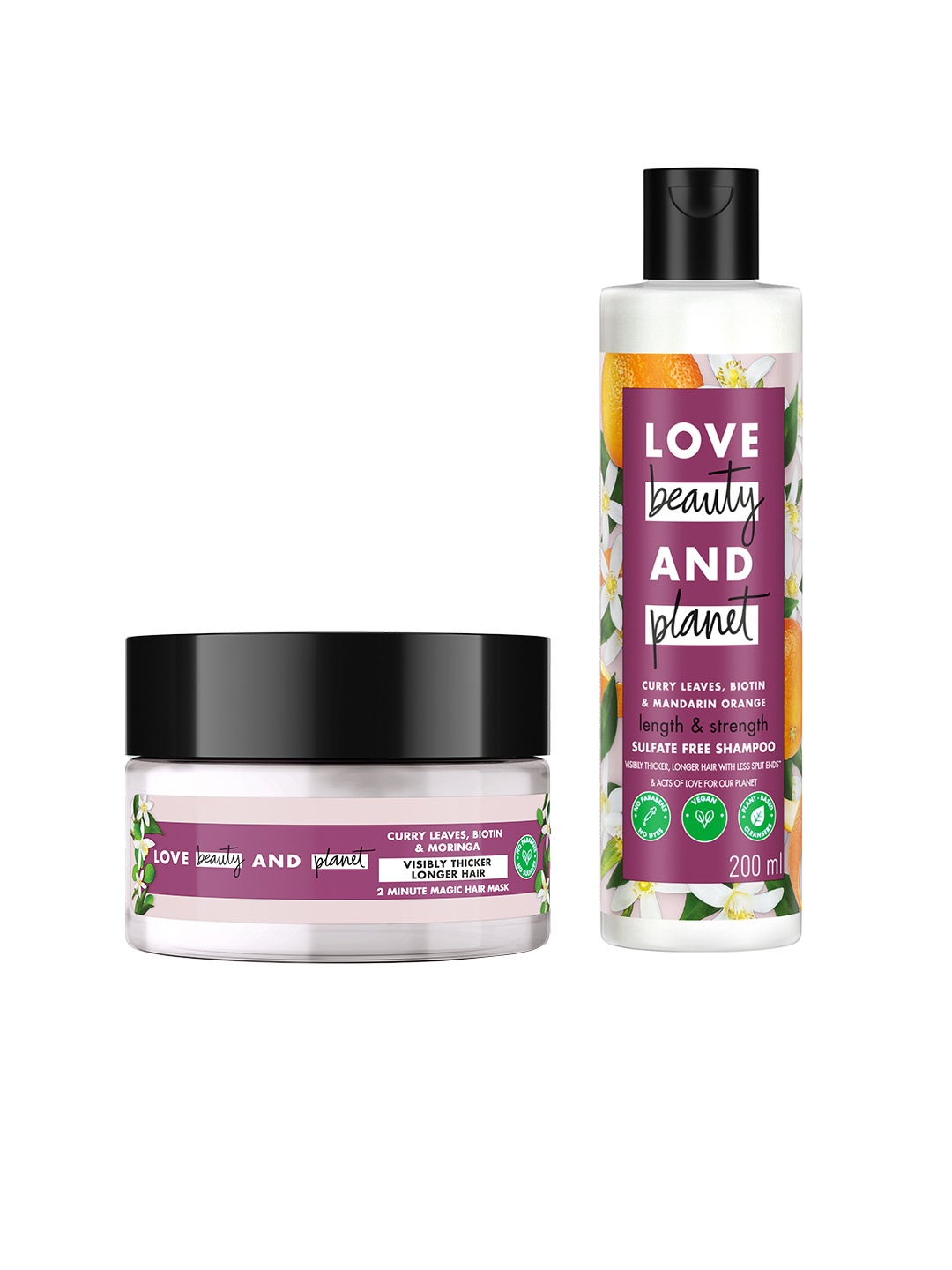 

Love Beauty & Planet Set of Curry Leaves & Biotin Shampoo - 200ml & Hair Mask - 200ml, Purple