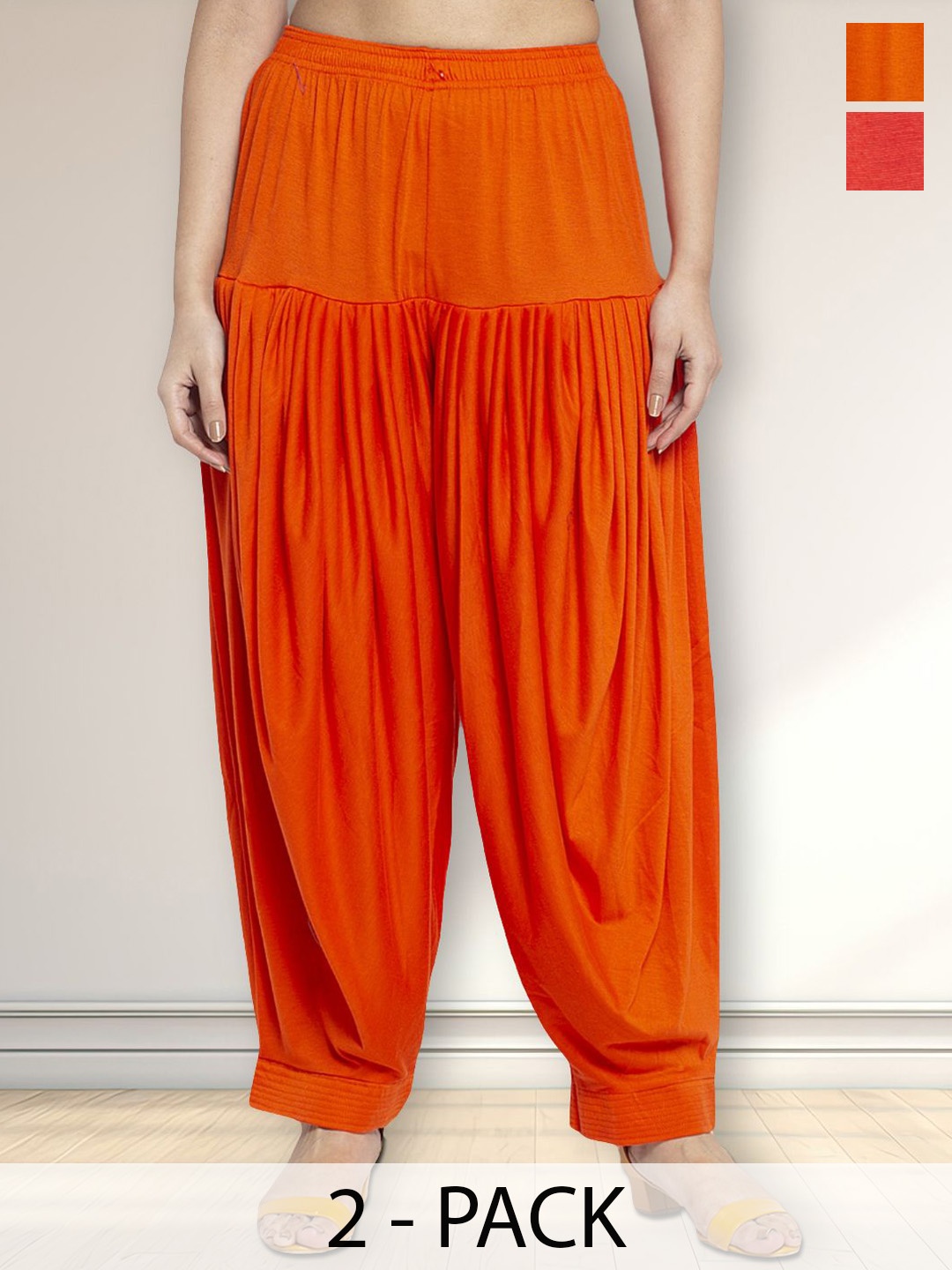 

Jinfo Pack Of 2 Loose Fit Mid-Rise Patiala Salwar, Red
