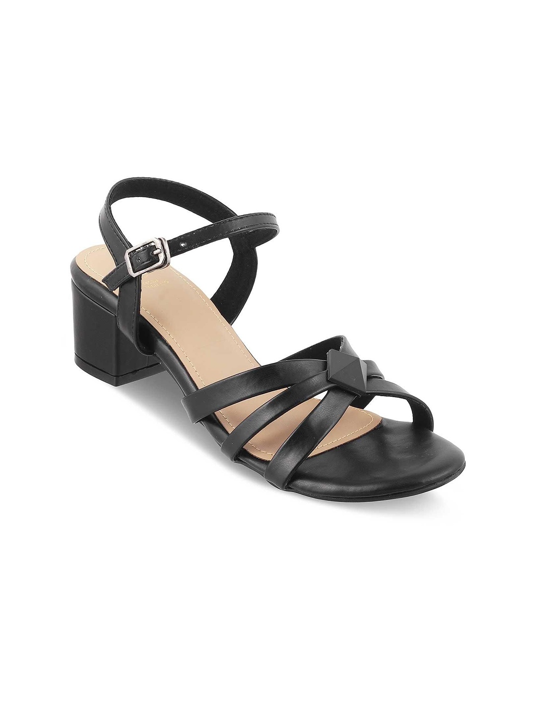 

Tresmode Leather Block Sandals, Black
