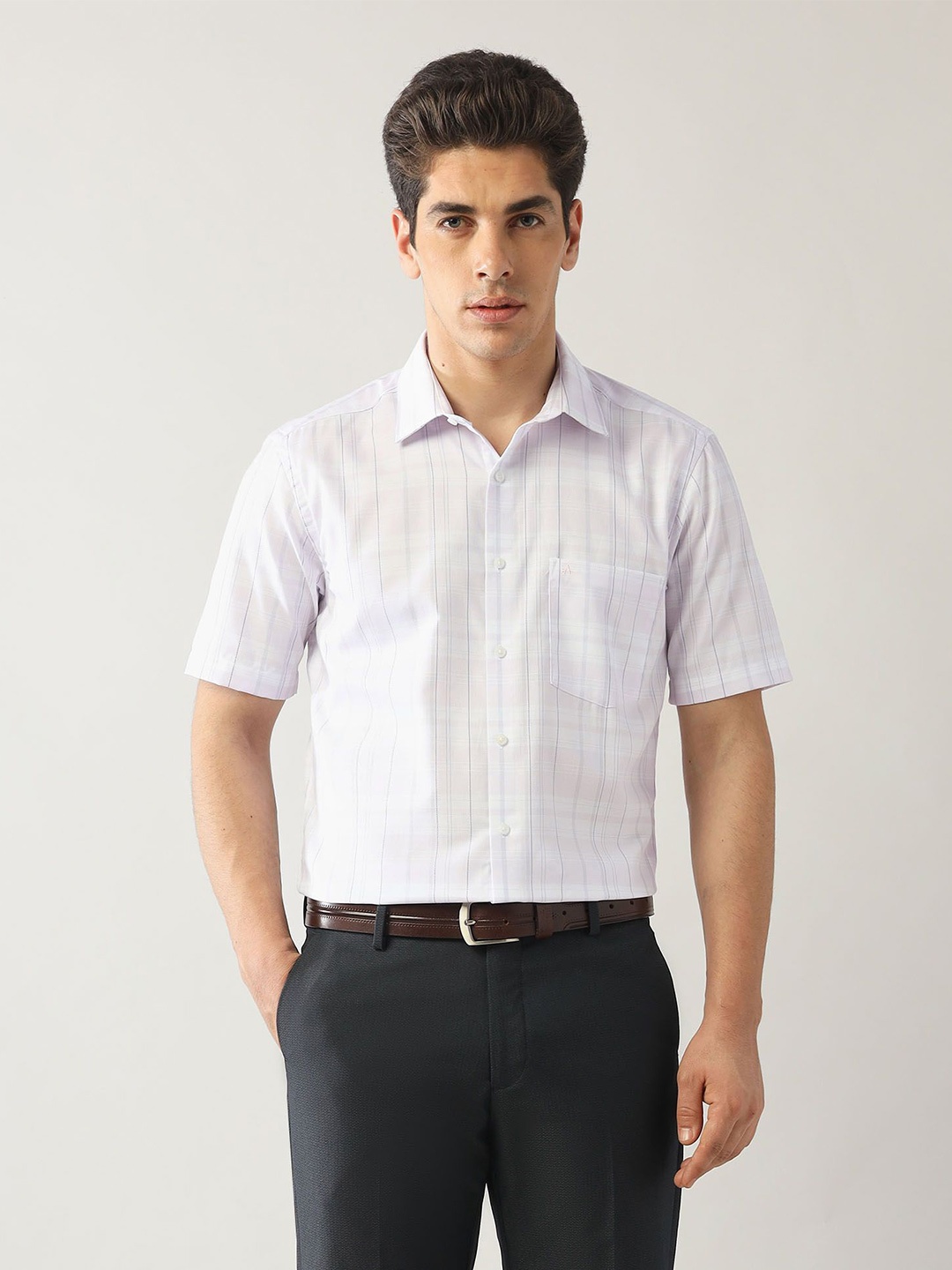 

Arrow Men Classic Opaque Checked Formal Shirt, Purple