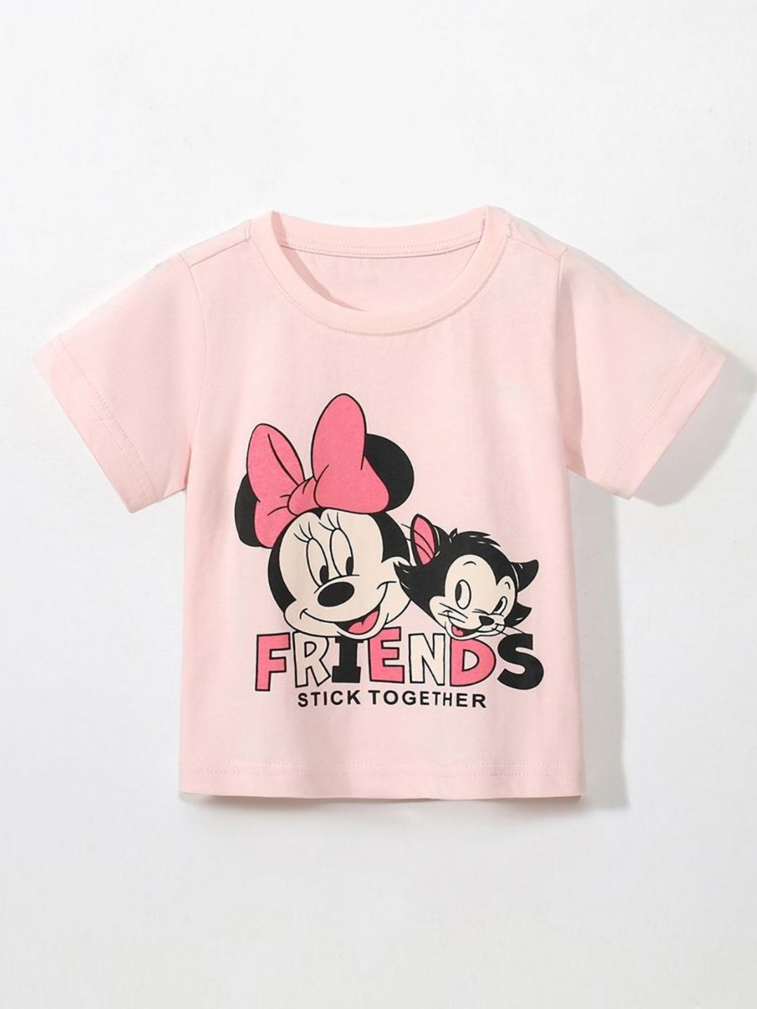 

YK Girls Printed Raw Edge T-shirt, Peach