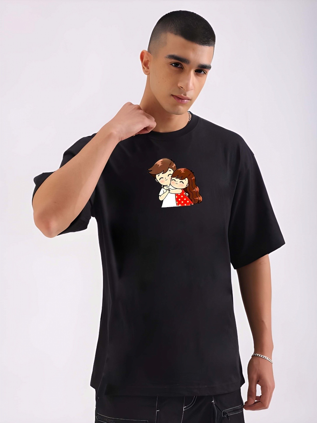 

KAIDO Men Drop-Shoulder Sleeves T-shirt, Black
