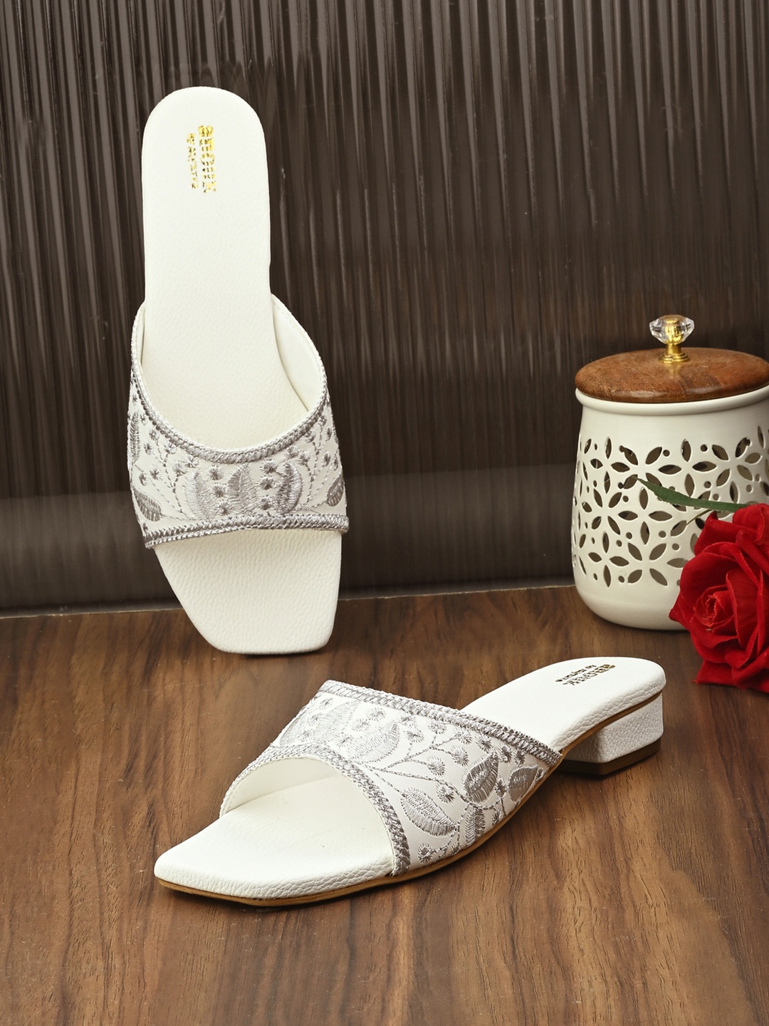 

Anouk Embellished Party Block Sandals, White
