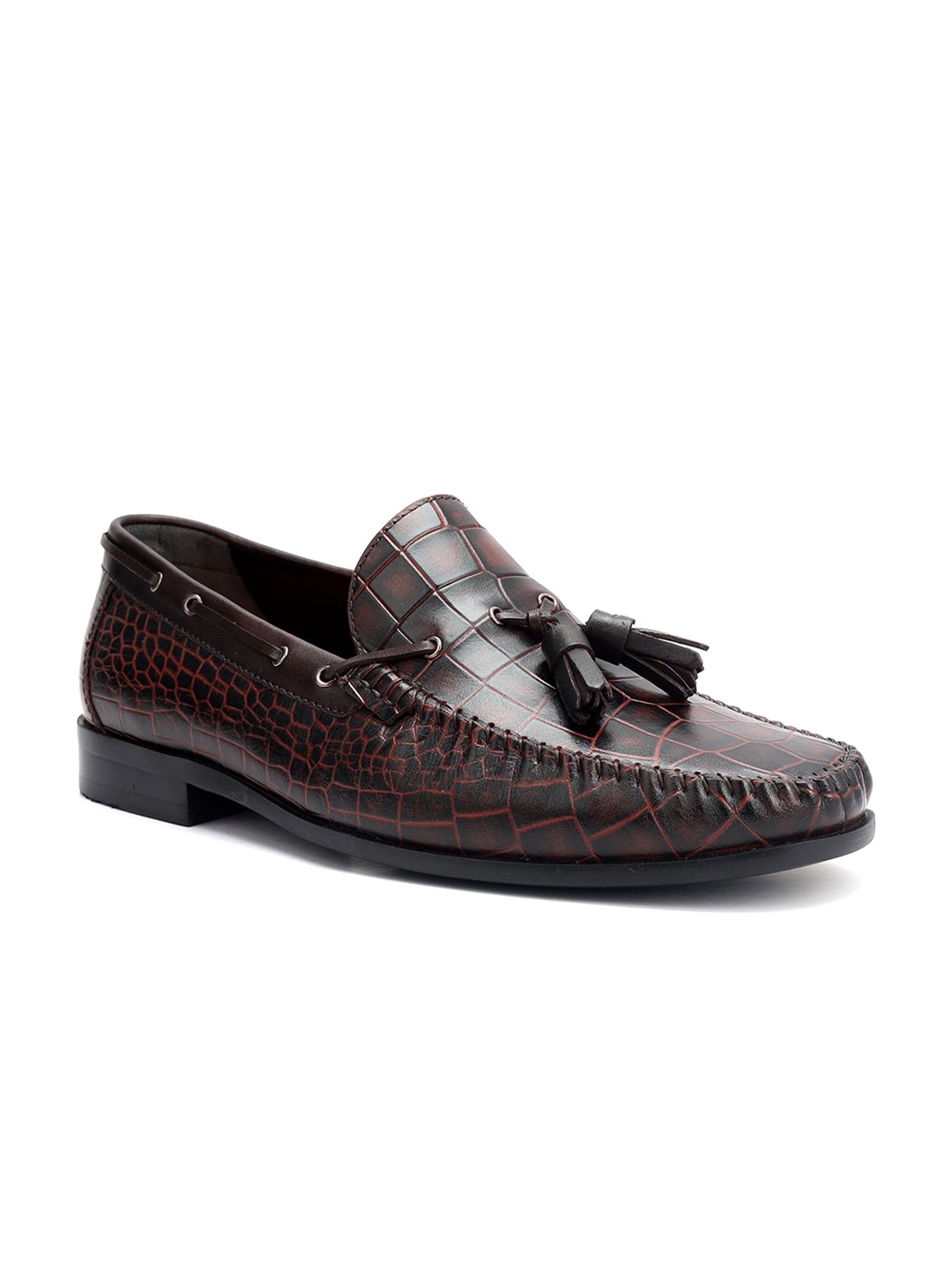 

ROSSO BRUNELLO Men Leather Formal Loafers, Burgundy