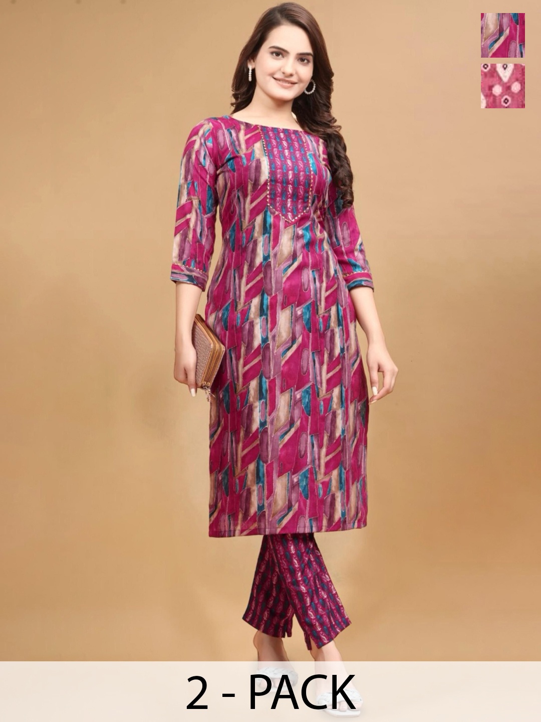 

Moda Rapido Women Printed Regular Kurta with Palazzos, Purple