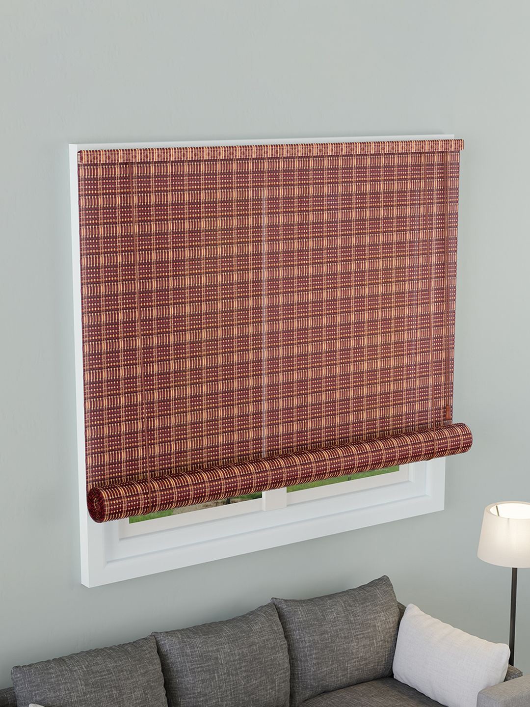 

Kuber Industries Maroon & White Geometric Window Blinds