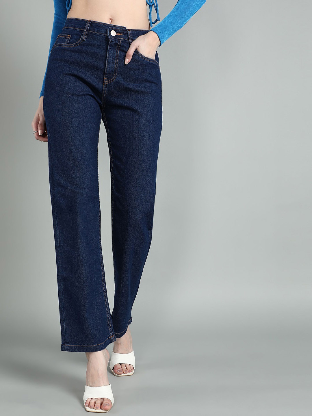 

Chemistry Women Flared Stretchable Jeans, Blue