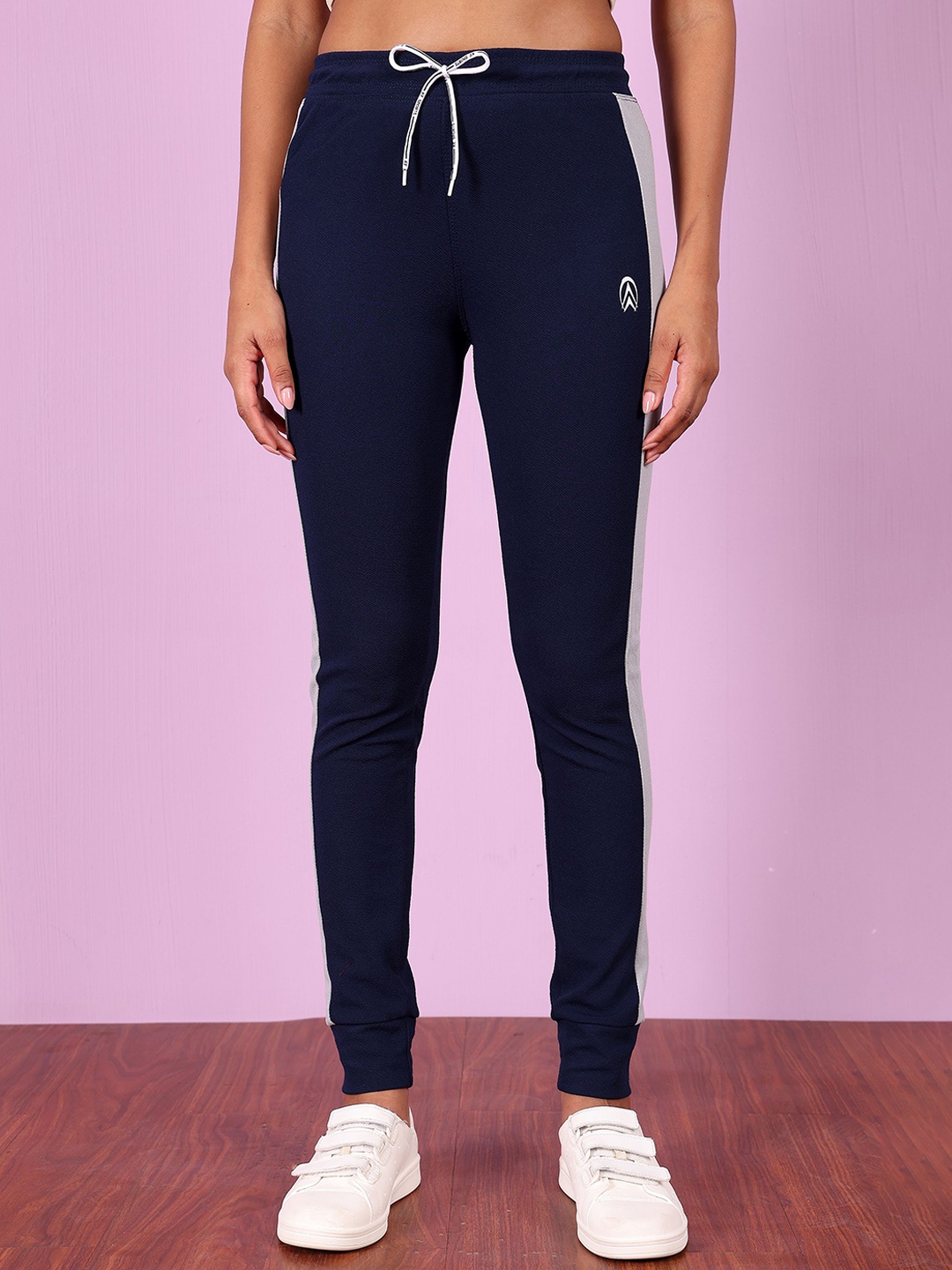 

Zicada Women Colourblocked Skinny Fit Joggers Trousers, Blue