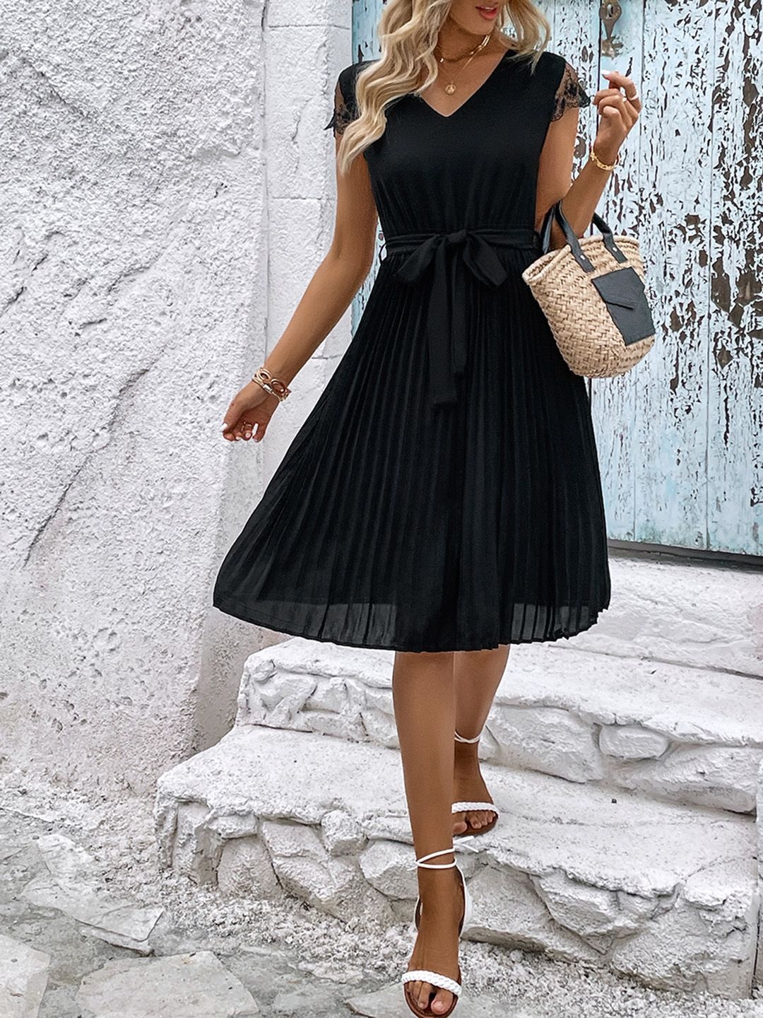 

JC Mode Fit & Flare Dress, Black