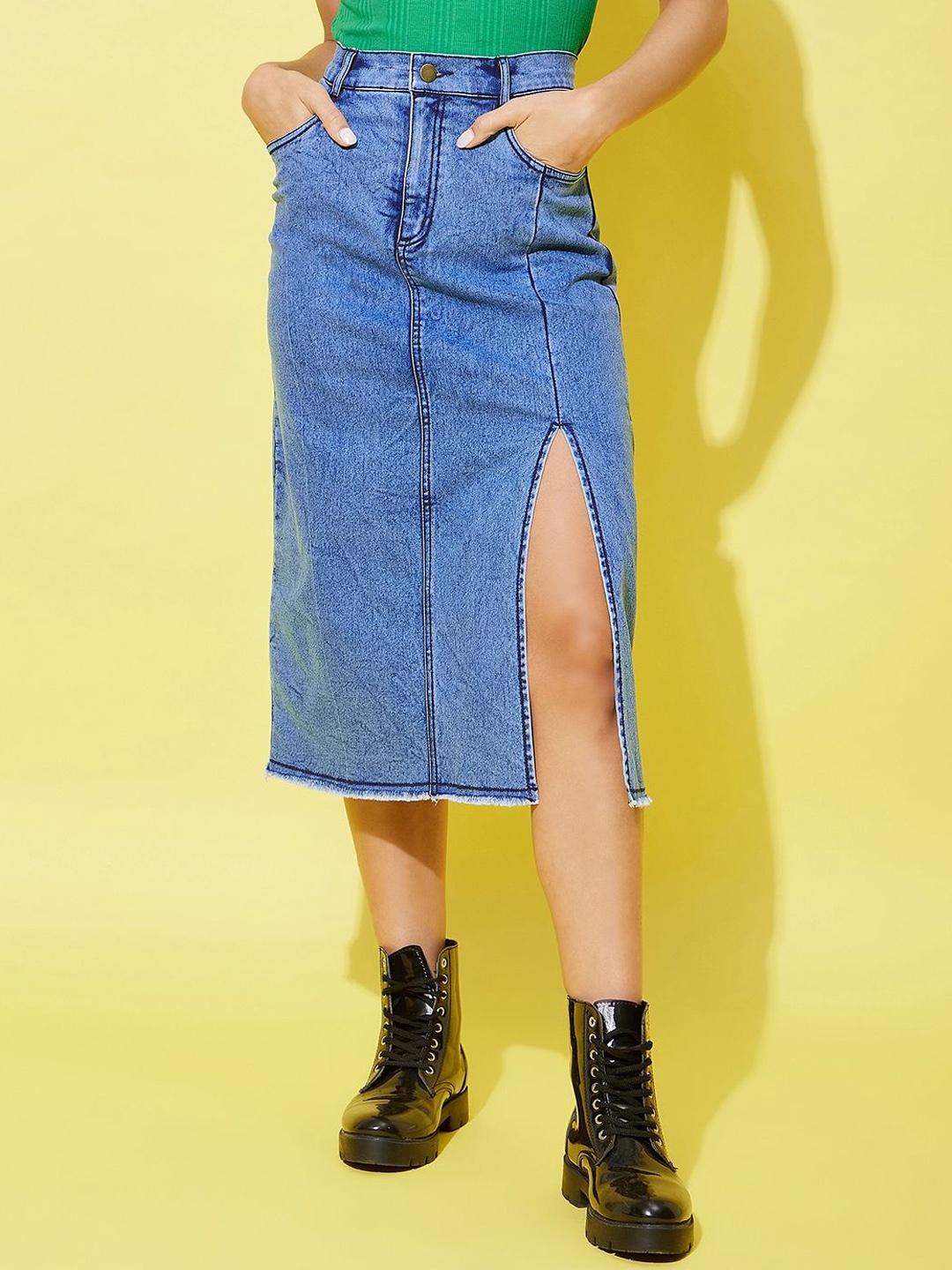 

Chemistry Denim Knee Length Midi Skirt, Blue