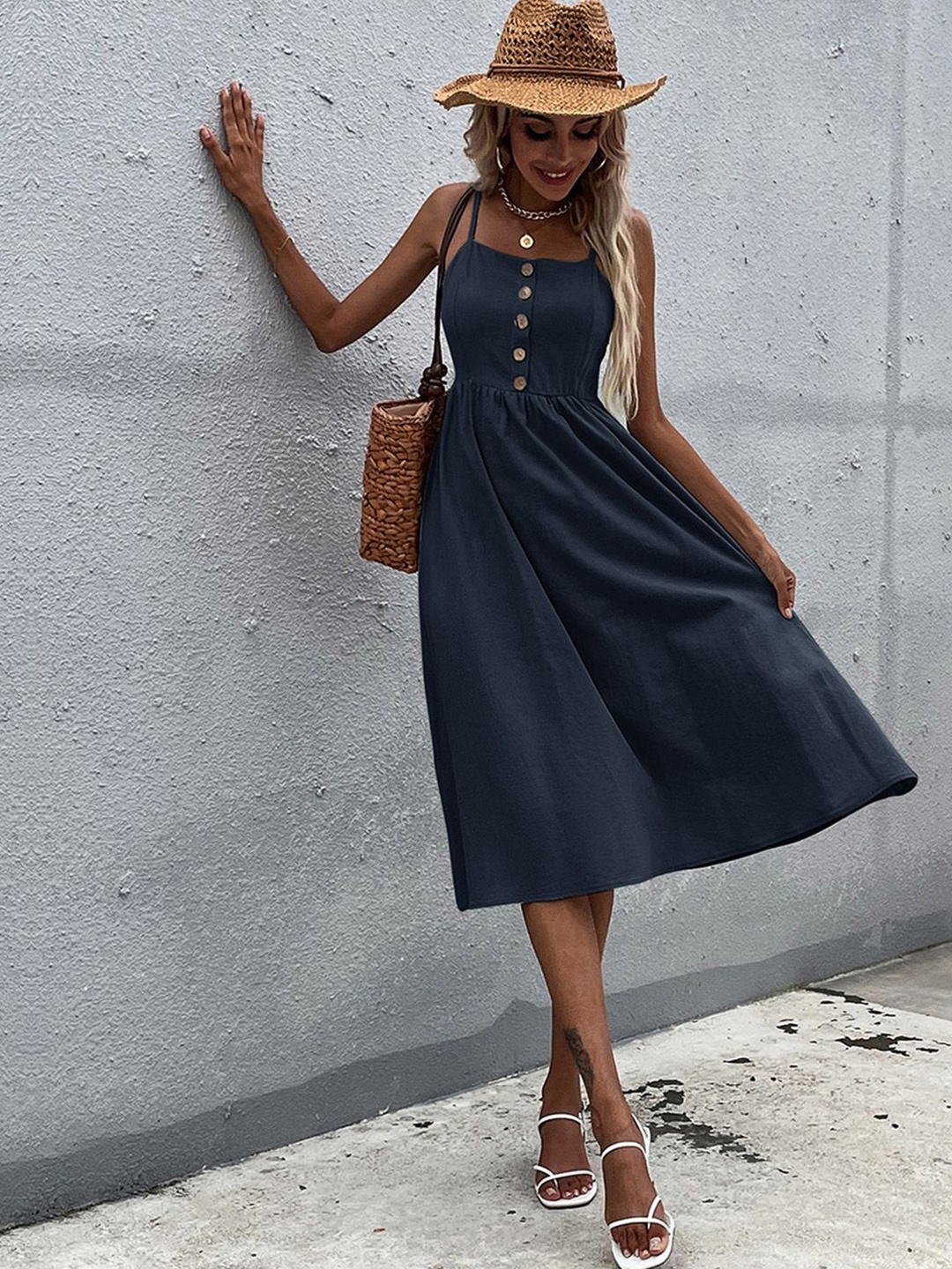

JC Mode Fit & Flare Midi Dress, Blue