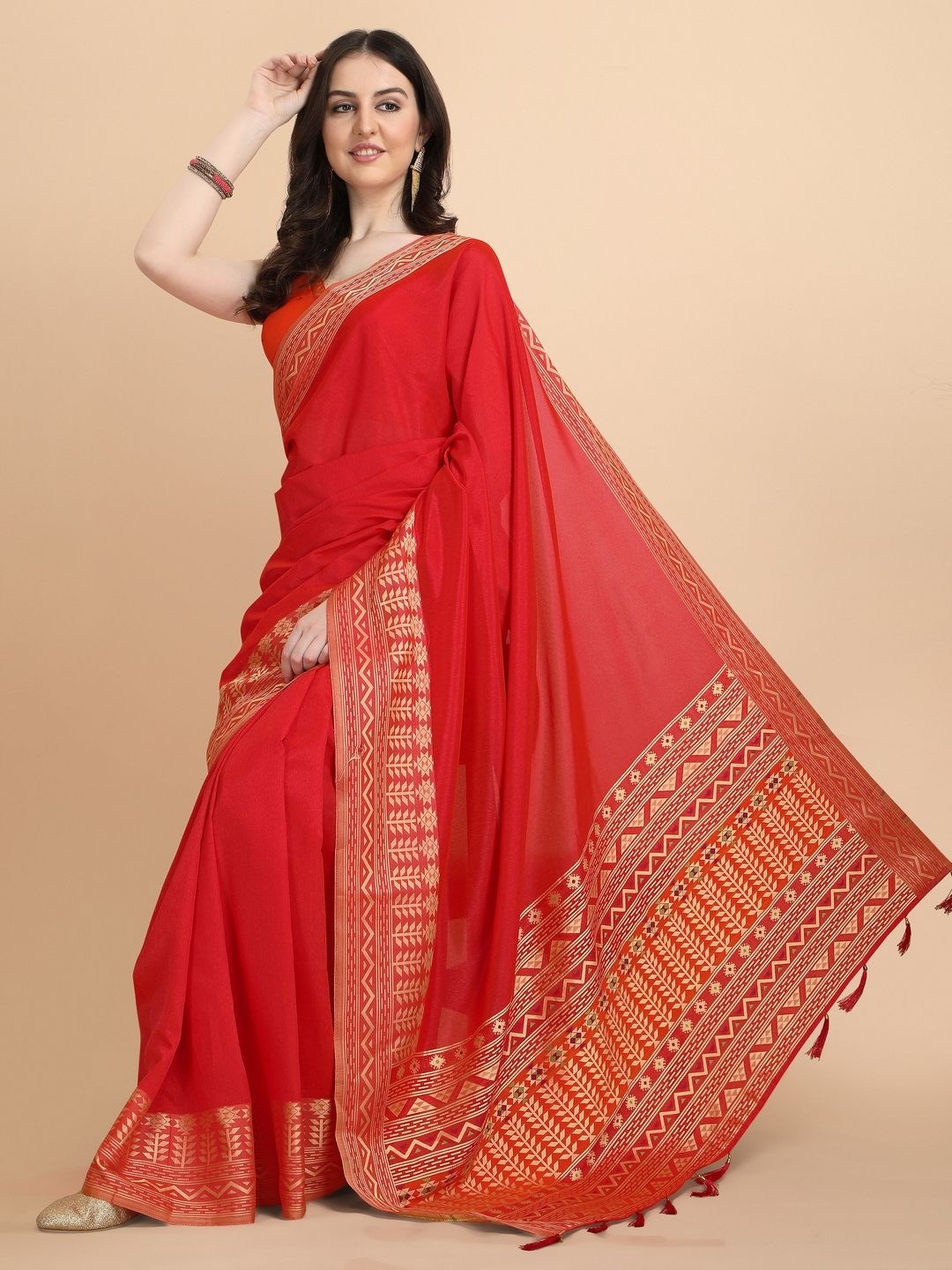 

Suha Woven Design Zari Art Silk Saree, Red