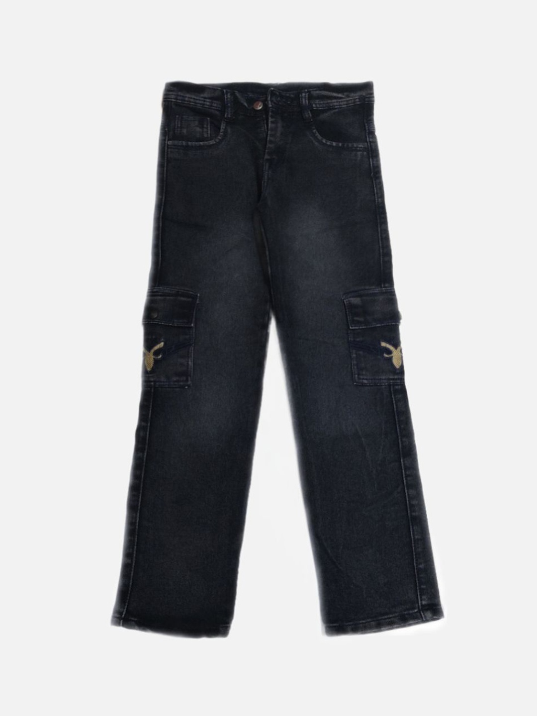 

YK Boys Highly Distressed Light Fade Jeans, Black