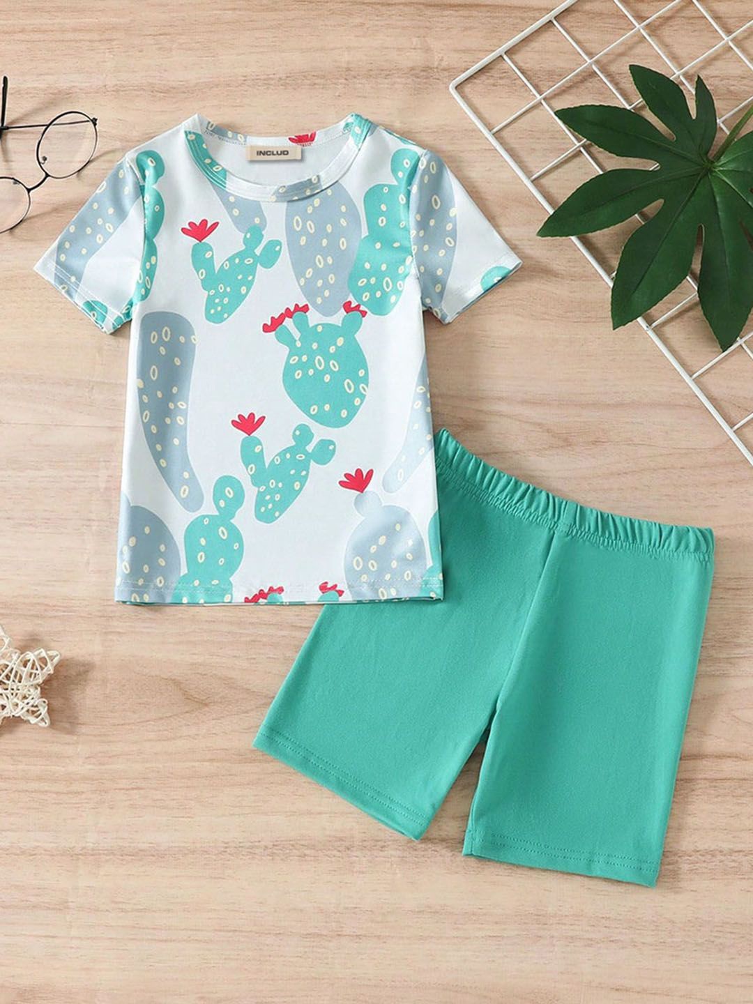 

INCLUD Boys Printed T-shirt with Shorts, Sea green