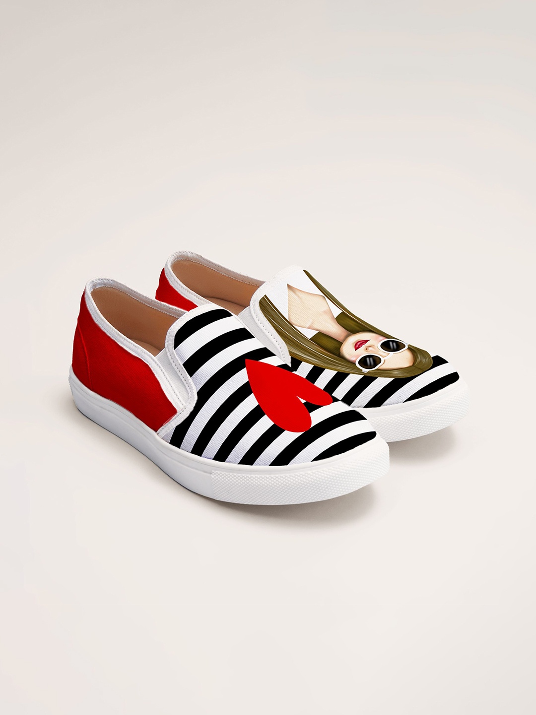 

THE QUIRKY NAARI Women Printed Slip-On Sneakers, Red