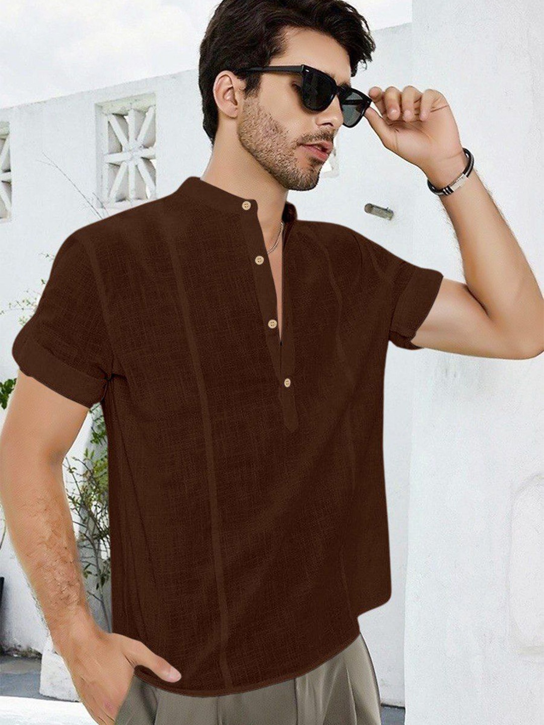

Bombay Begum Men Opaque Casual Shirt, Brown