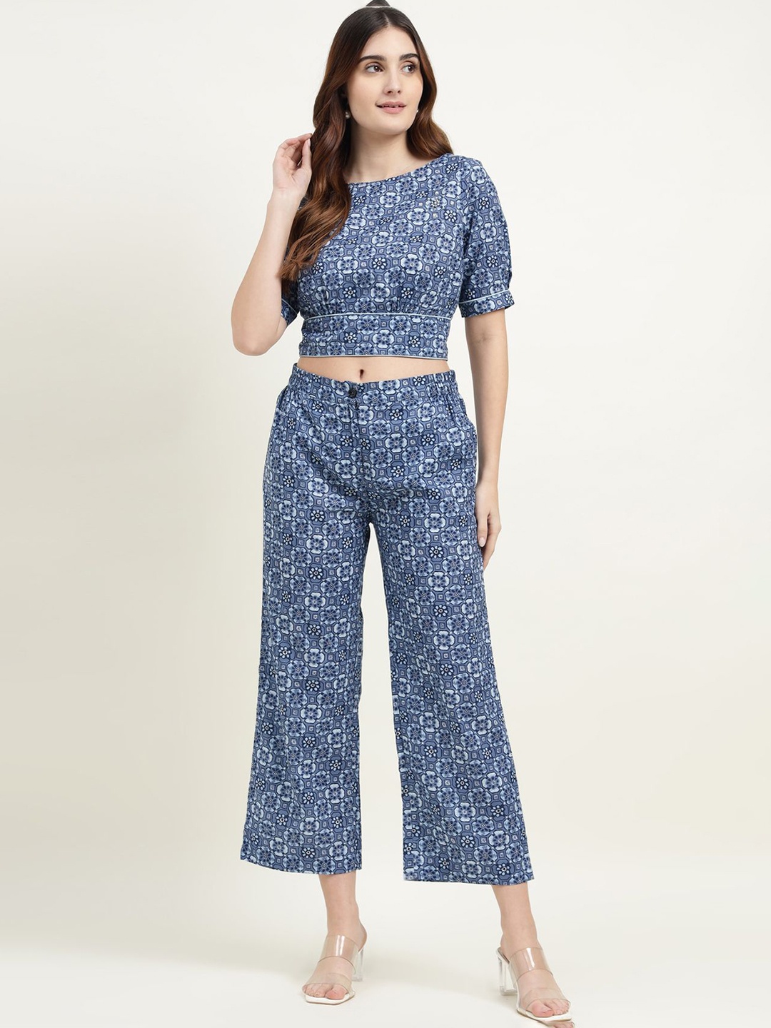 

Ranng Label Cotton Viscose Co-Ords, Blue