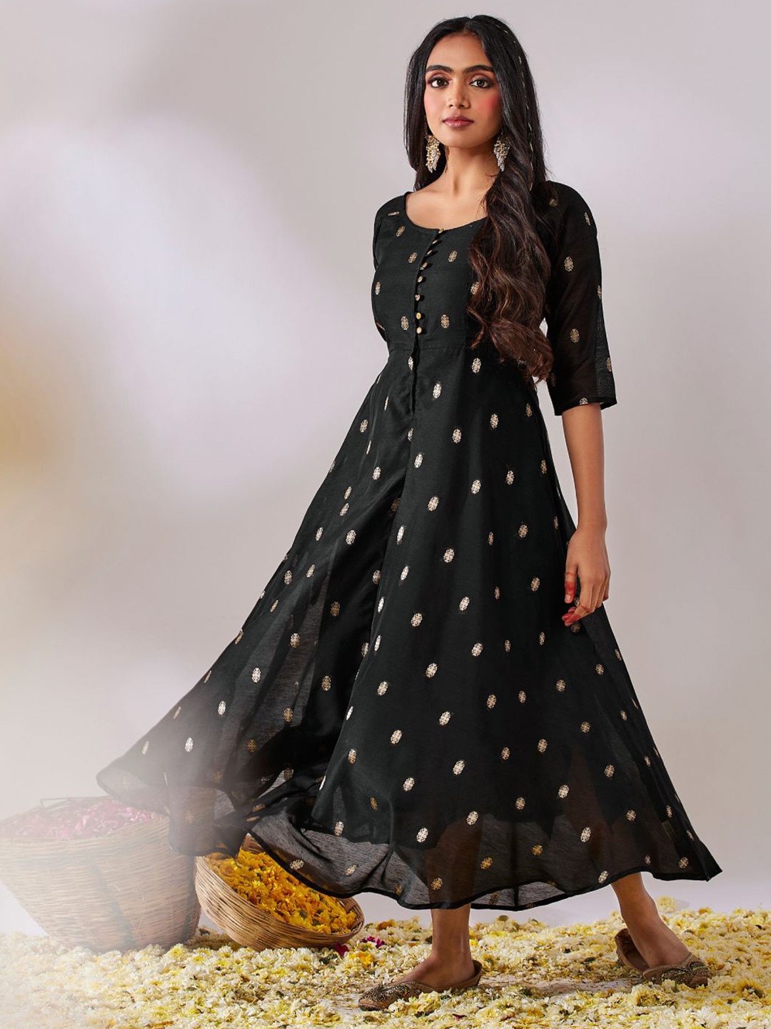 

Gulaal Fit & Flare Maxi Dress, Black