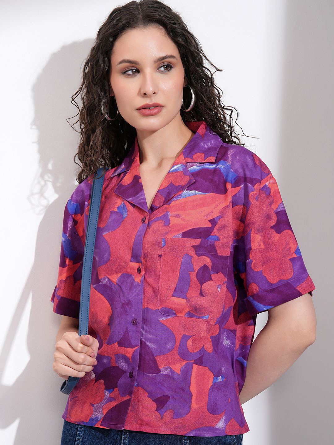 

Tokyo Talkies Women Comfort Floral Opaque Printed Casual Shirt, Purple