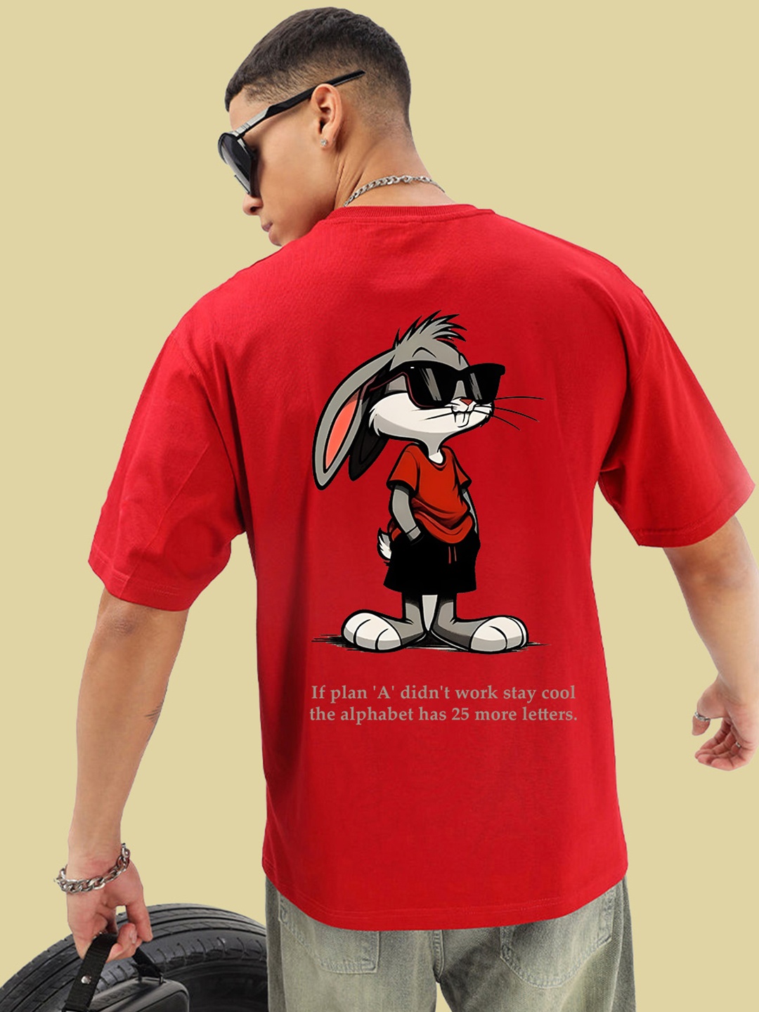 

BDSQUARE Men Printed Extended Sleeves Applique T-shirt, Red