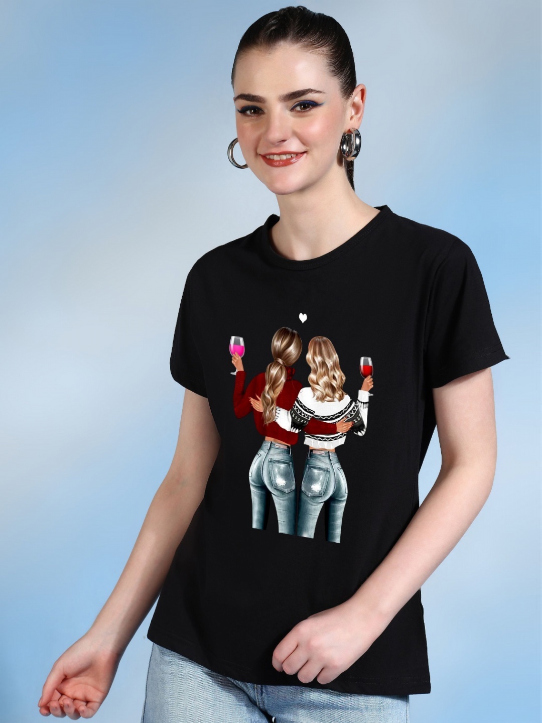 

Moda Rapido Women Printed Bio Finish T-shirt, Black