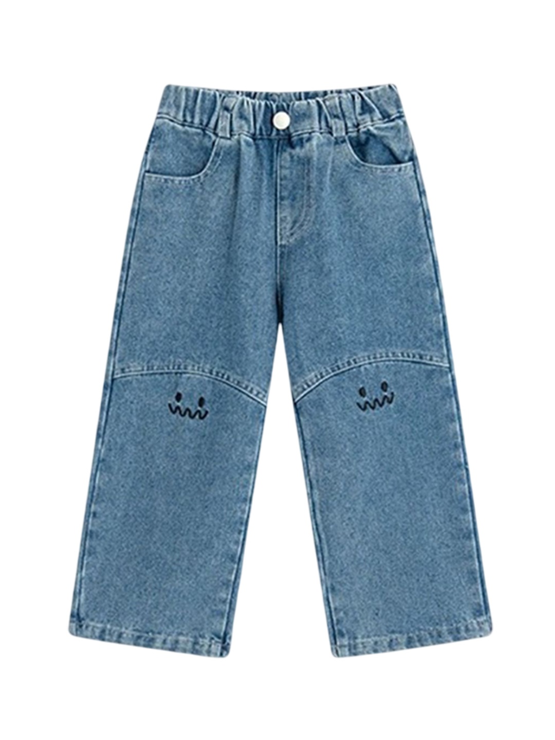 

LULU & SKY Girls Straight Fit High-Rise Low Distress Jeans, Blue