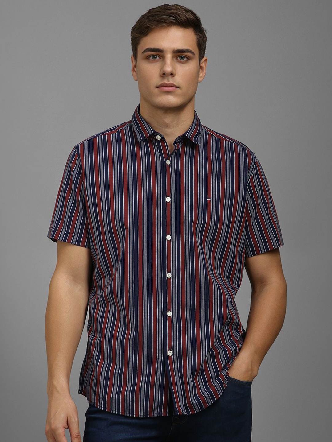 

Louis Philippe Jeans Men Slim Fit Opaque Striped Casual Shirt, Multi