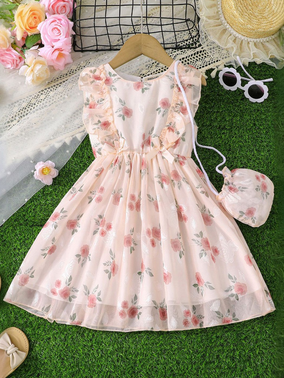 

INCLUD Floral Print Fit & Flare Dress, Pink