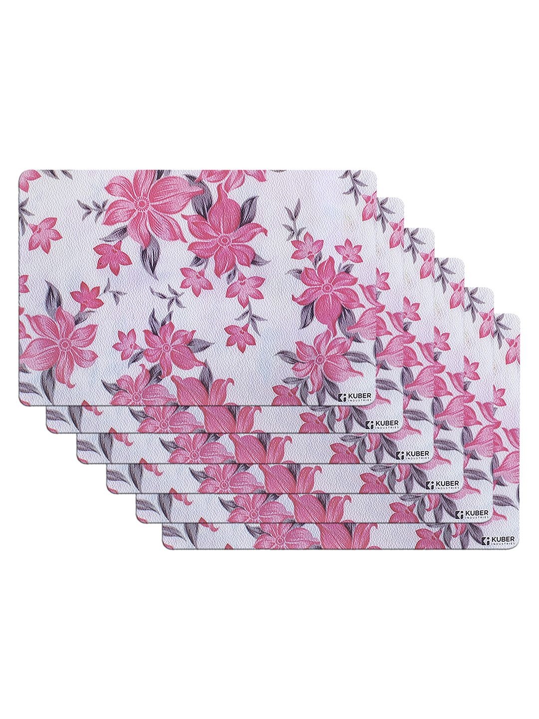 

Kuber Industries 6-Pcs White & Pink Printed Fridge Mat