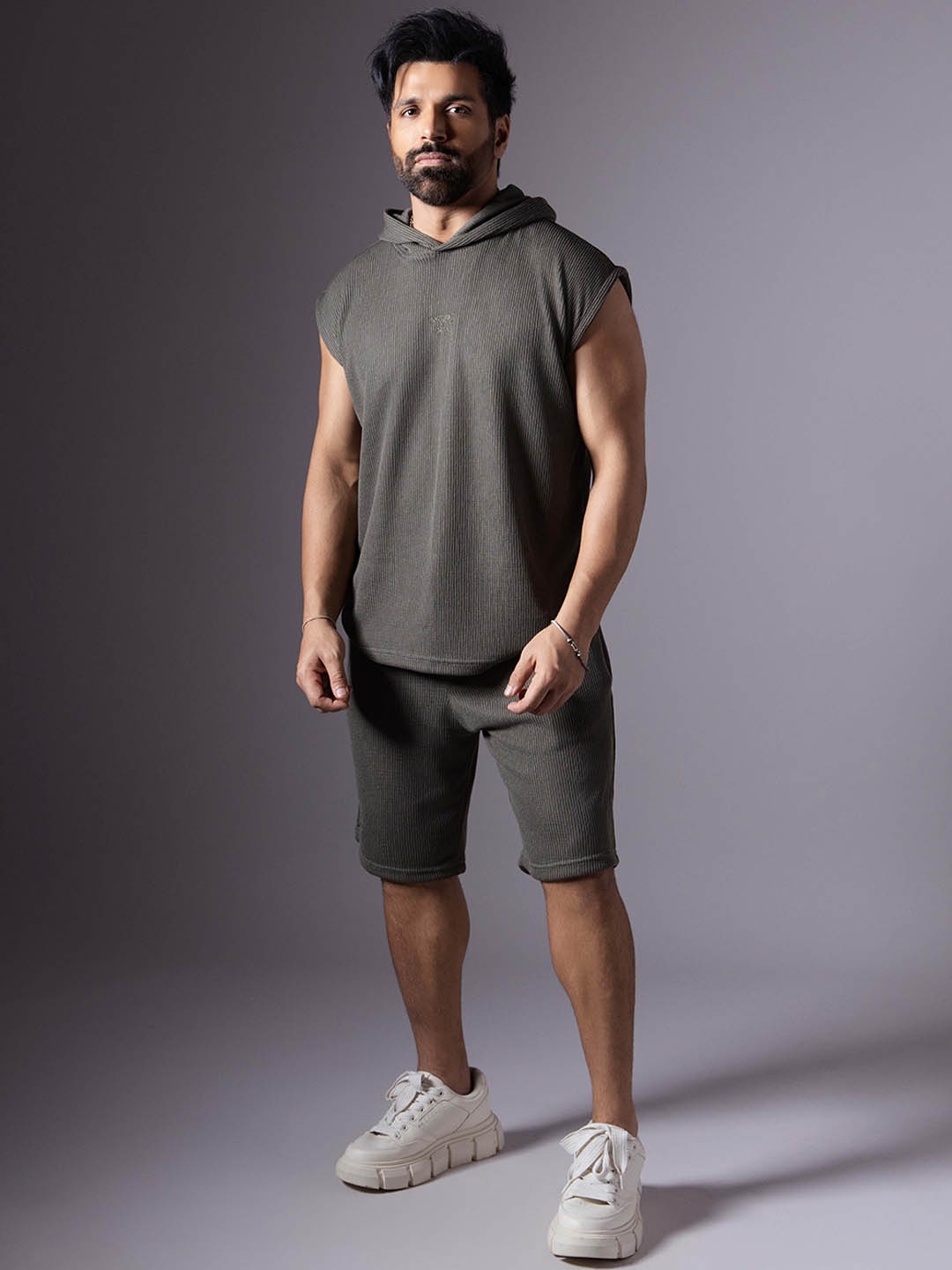 

HOP HEAD Relaxed-Fit Hooded Sweatshirt & Shorts Co-Ords, Grey