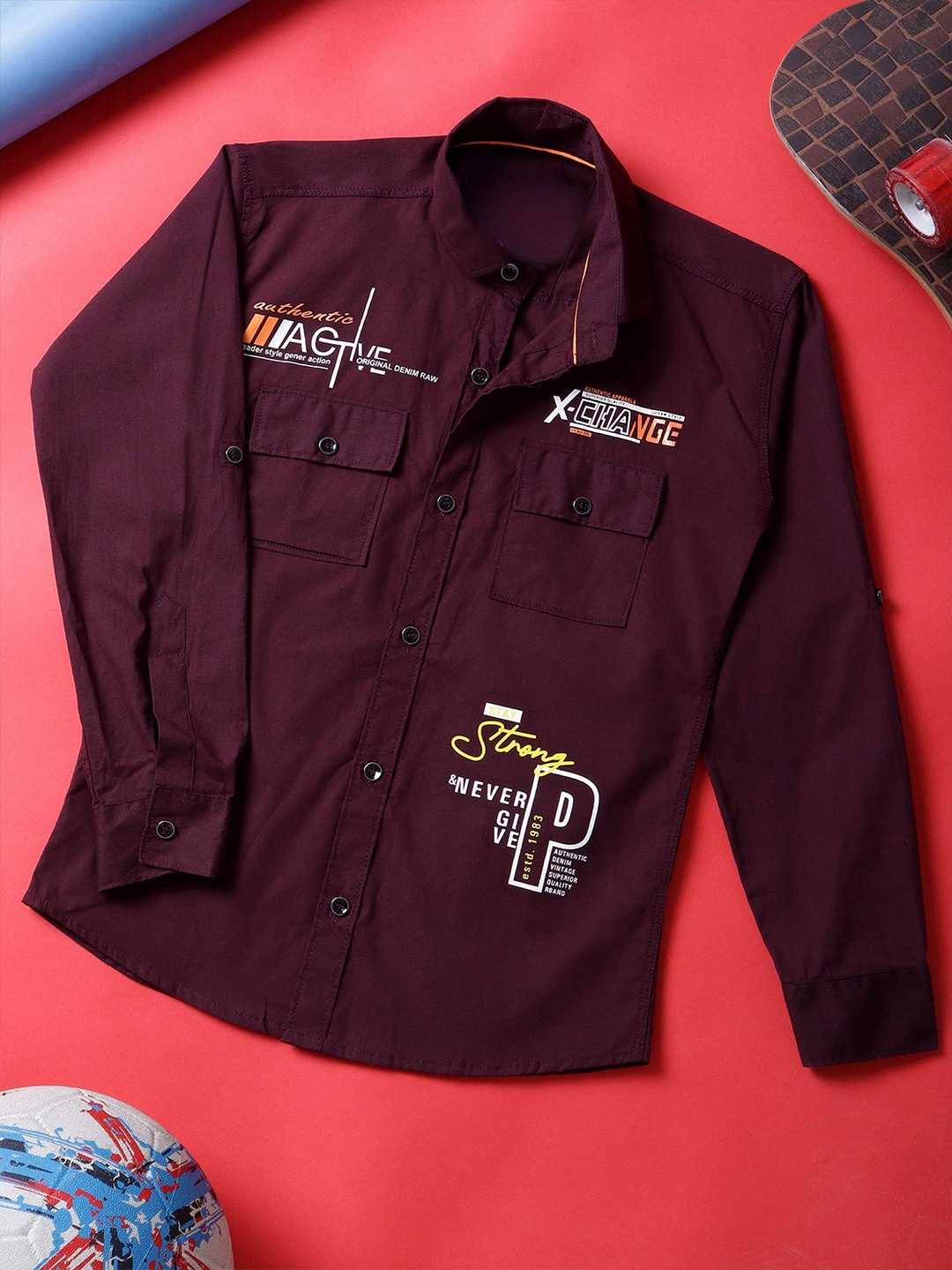 

YK Boys Opaque Printed Casual Shirt, Purple
