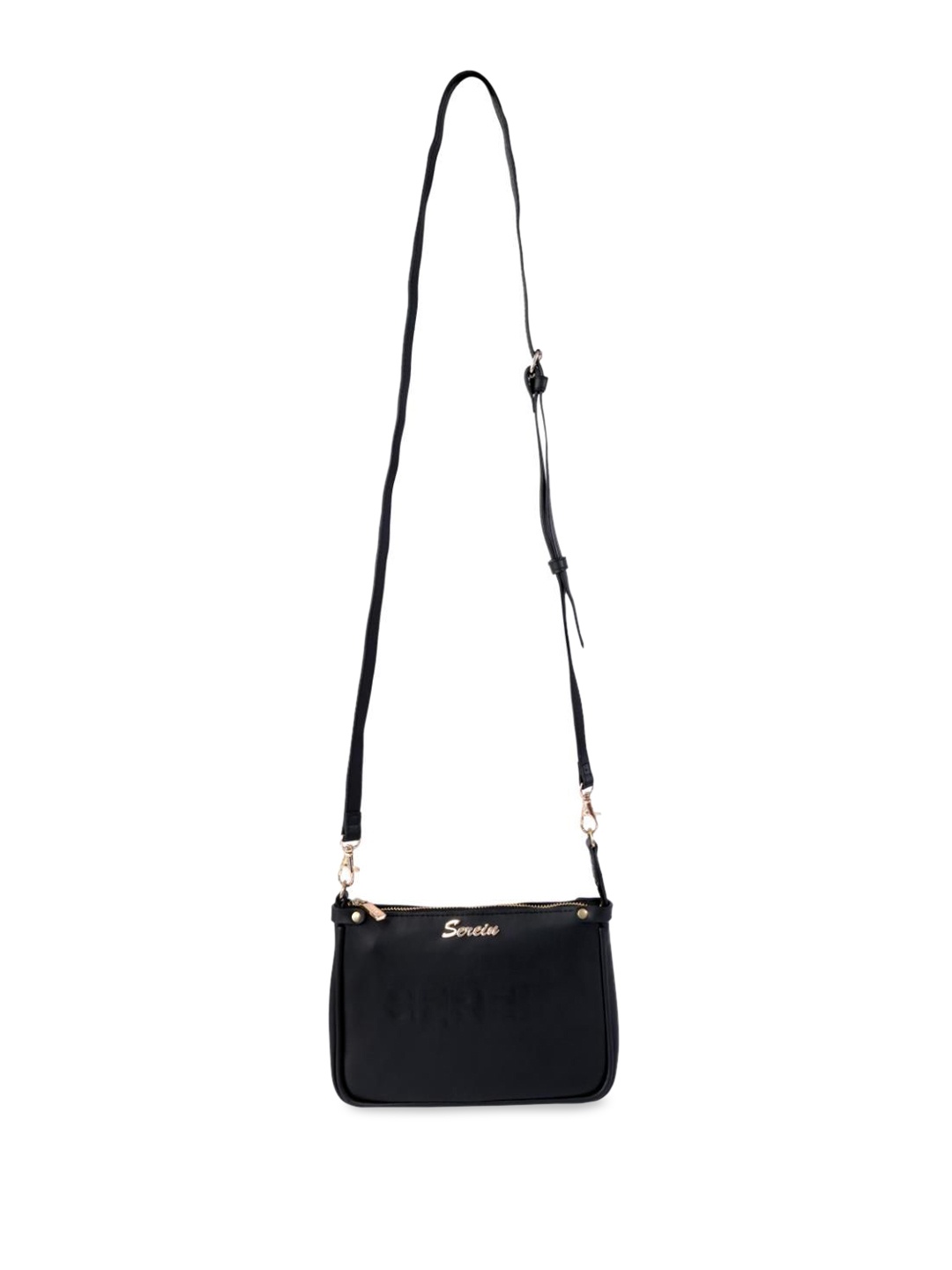 

SEREIN Embellished Structured Vegan Sling Bag, Navy blue
