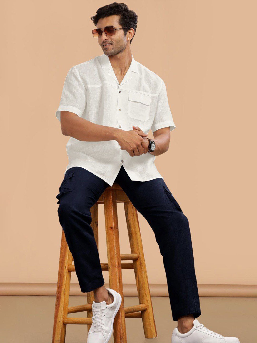 

Bombay Begum Men Opaque Casual Shirt, Off white