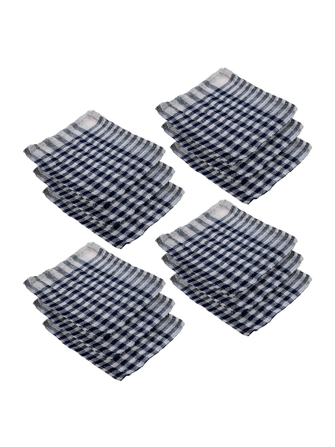 

Kuber Industries Blue and White Set of 12 Checked Cotton 300 GSM Kitchen Cleaning Clothes