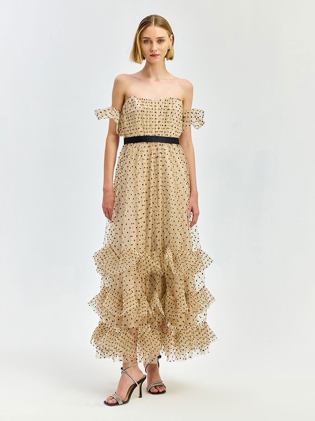 

COVER STORY Print Fit & Flare Maxi Dress, White