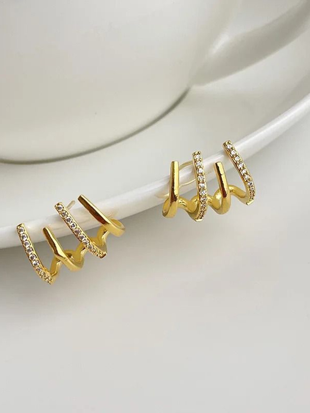 

kazare Contemporary Studs Earrings, Gold