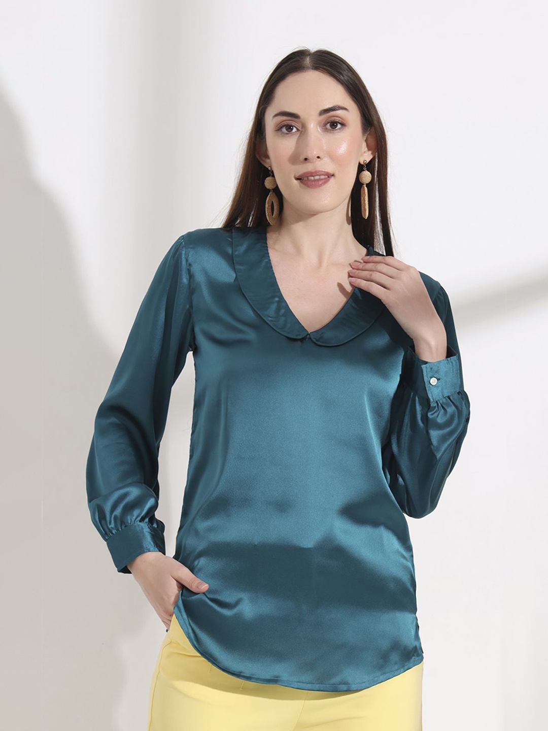 

AMSWAN Satin Top, Teal