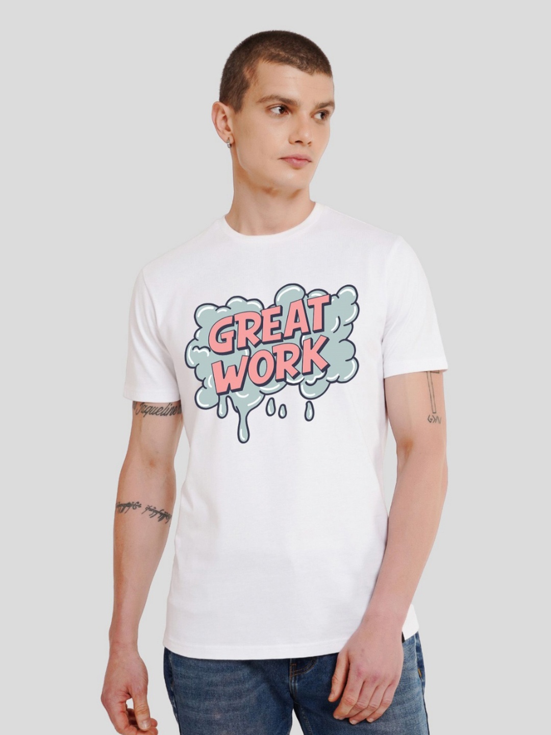 

Underrated Club Men Typography Printed Bio Finish Applique T-shirt, White
